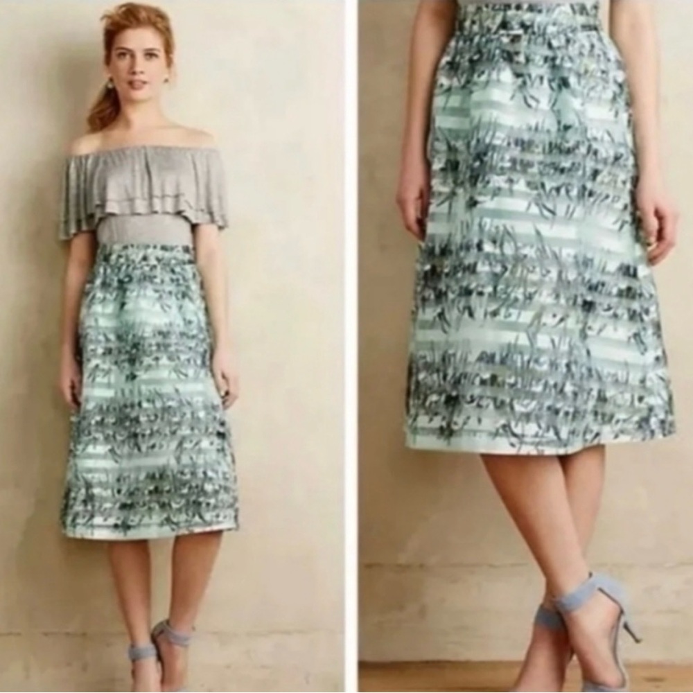 NWOT Anthropologie Maeve Elegant Mint Green Midi Skirt